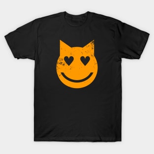 Heart Shaped Eyes Grunge Cat Emoji T-Shirt